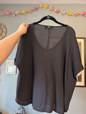 C9 by Champion Black Waffle Knit V-Neck Women's Top